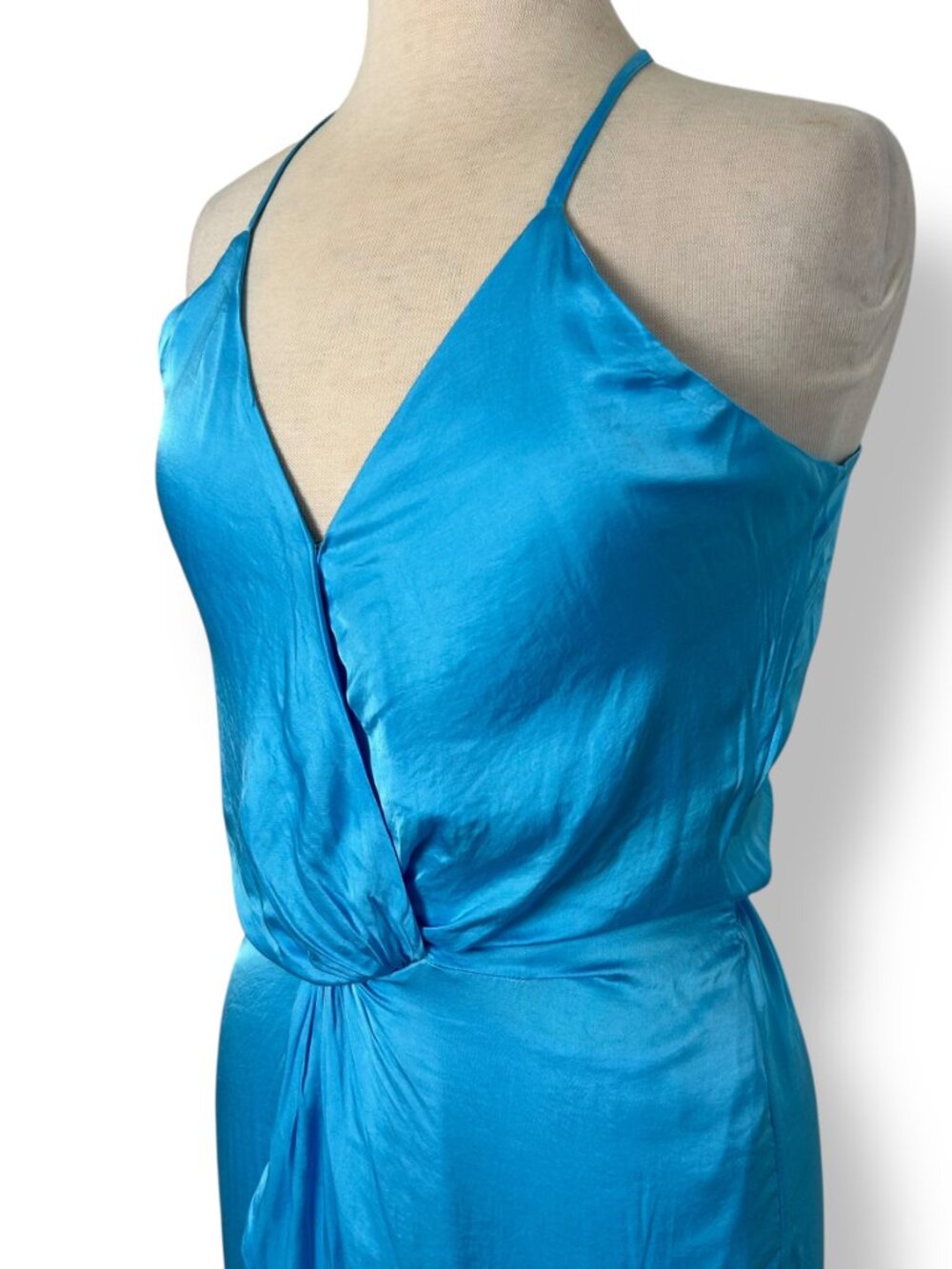Young Fabulous Broke (YFB) Siren Slip Dress Halter Racer Back Teal Blue Sz XS - Picture 4 of 9